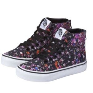 Vans Girls Black Multicolor Sk8-Hi Top Back Zip Lace Up Floral Pop Sneakers 3